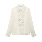 Women's Laminated Decoration Translucent Shirt
