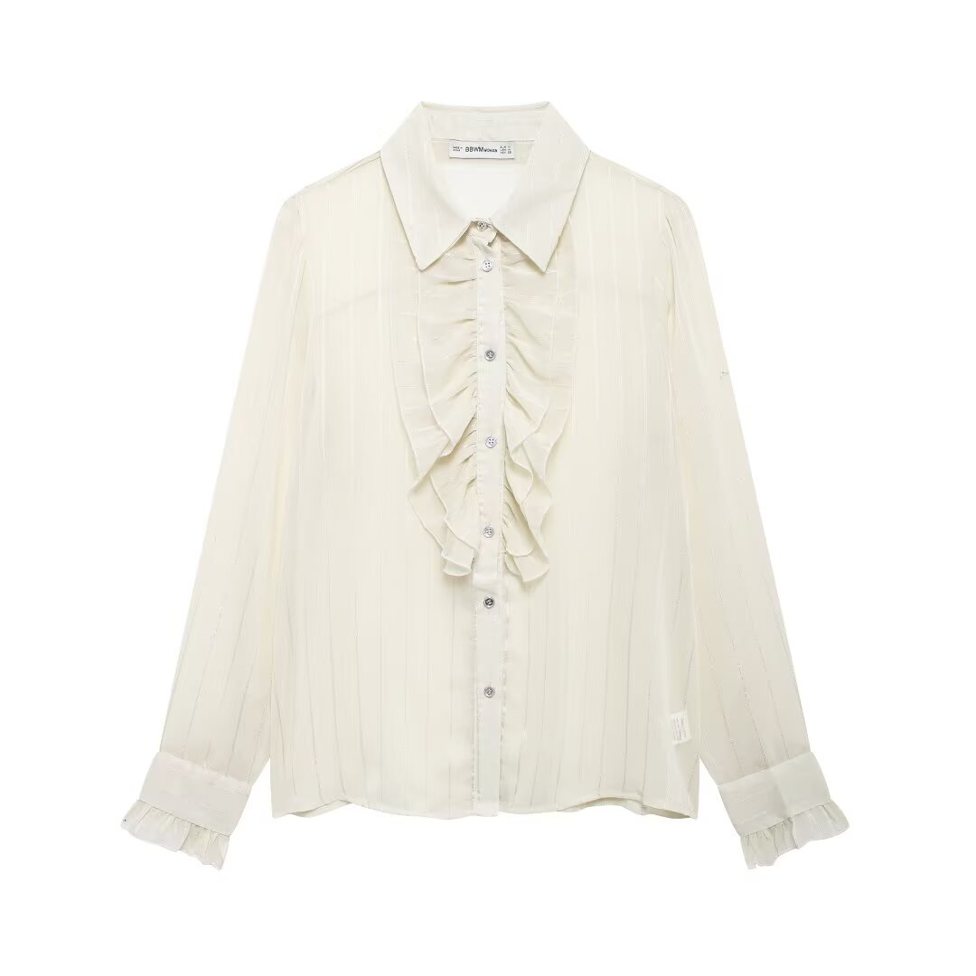 Women's Laminated Decoration Translucent Shirt