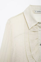 Women's Laminated Decoration Translucent Shirt