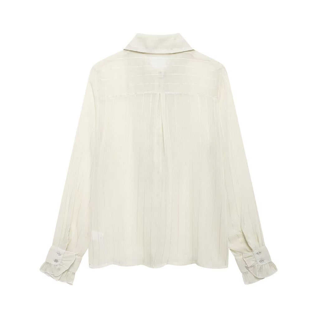 Women's Laminated Decoration Translucent Shirt