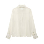 Women's Laminated Decoration Translucent Shirt