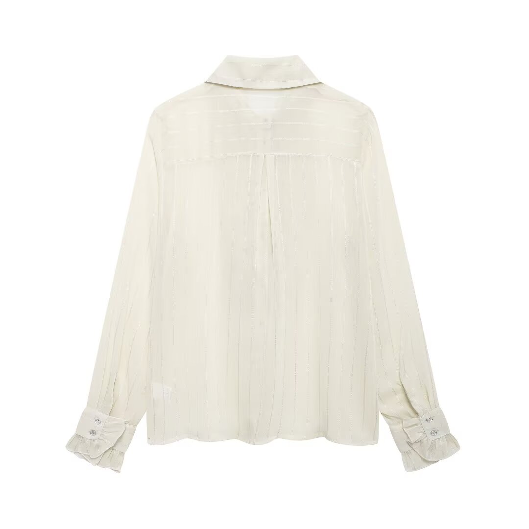 Women's Laminated Decoration Translucent Shirt