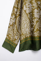 Women's Autumn Women's Casual Silk Satin Texture Printed Top Pants Set