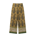 Women's Autumn Women's Casual Silk Satin Texture Printed Top Pants Set