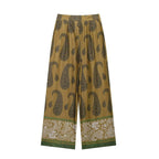 Women's Autumn Women's Casual Silk Satin Texture Printed Top Pants Set