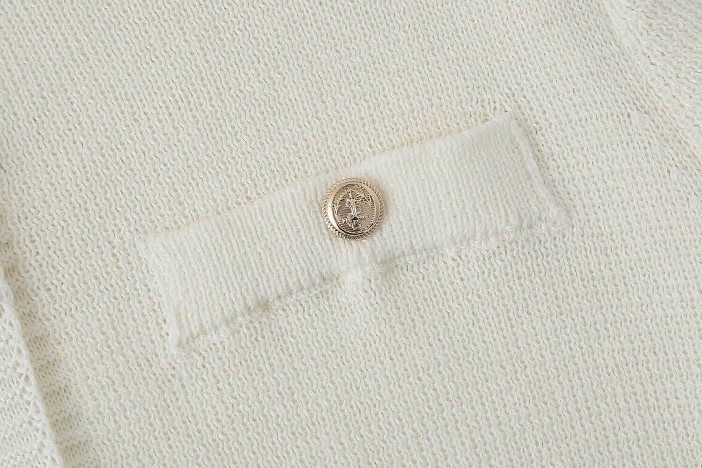 Women's Crew-Neck Button Pocket Mini Dress