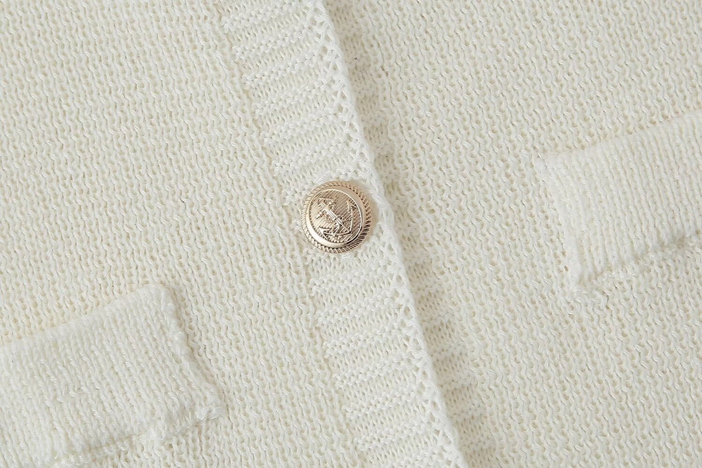 Women's Crew-Neck Button Pocket Mini Dress