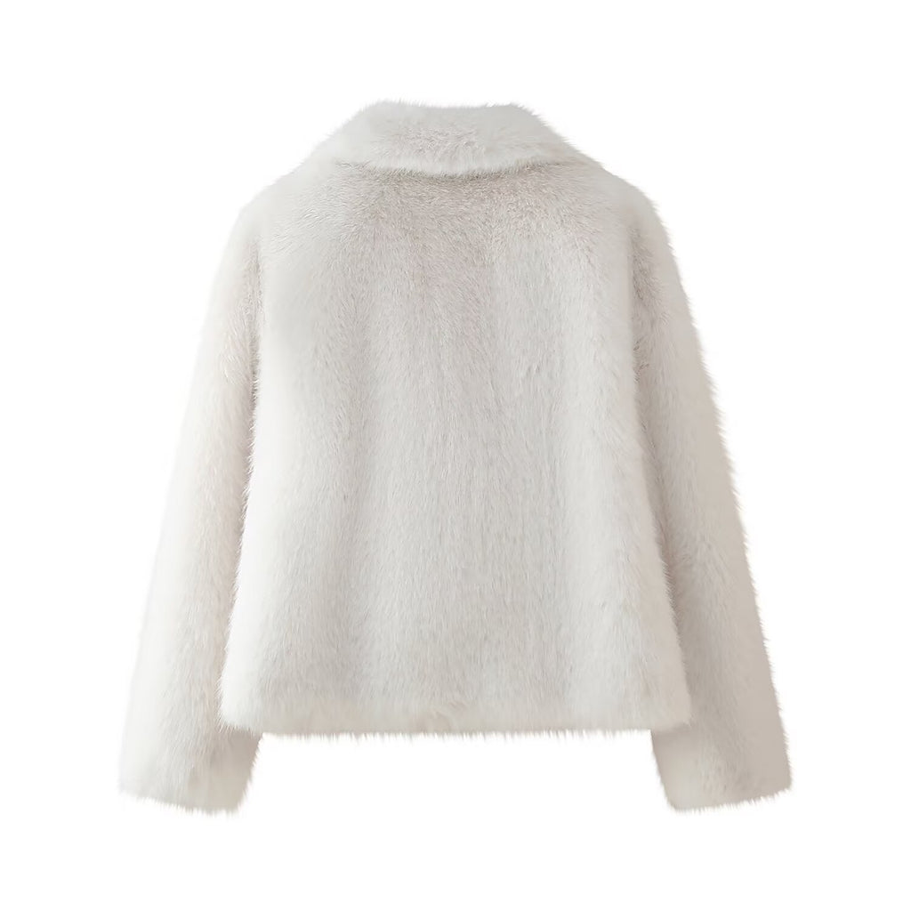 Women's French Loose Artificial Fur Effect Short Coat
