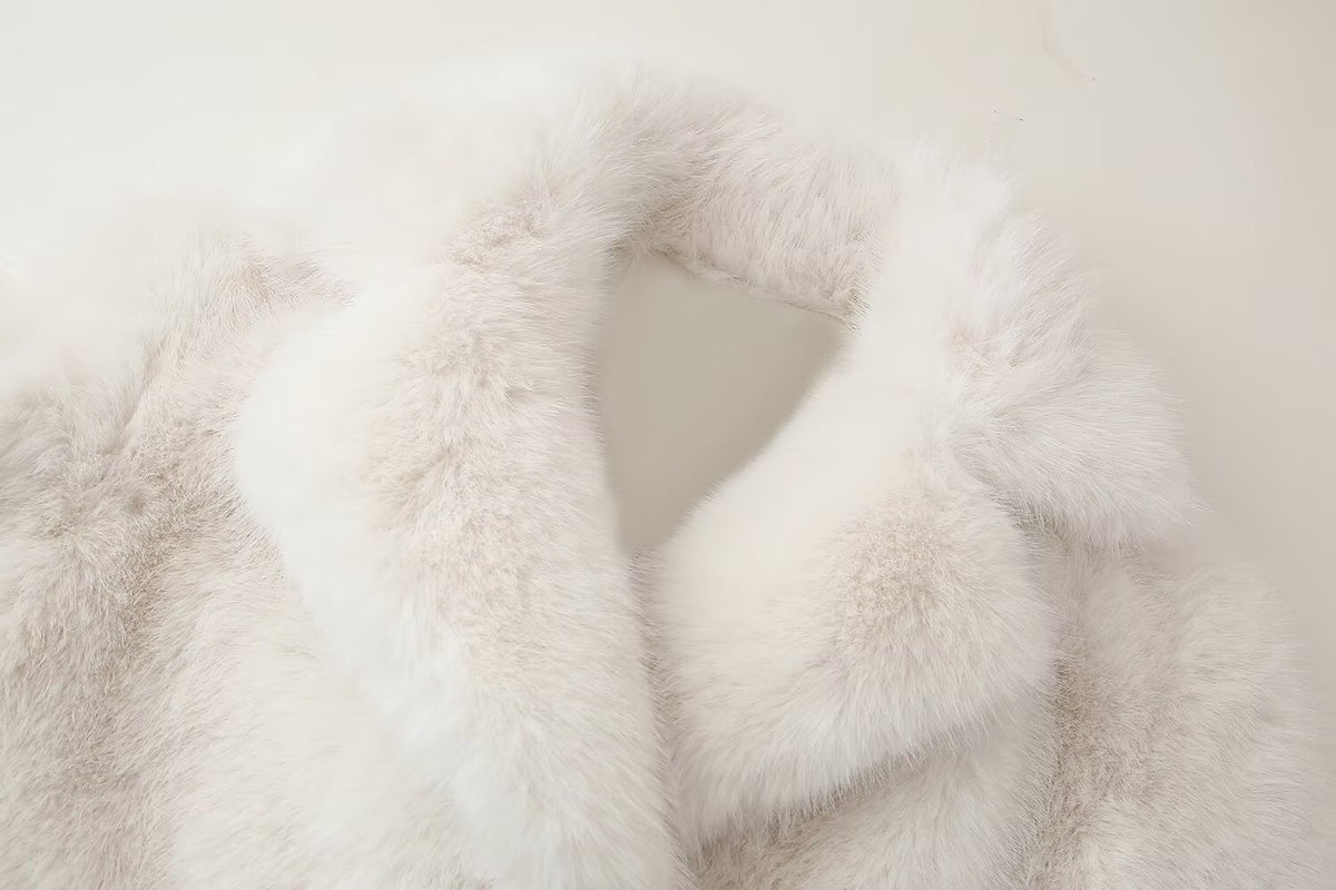 Women's French Loose Artificial Fur Effect Short Coat