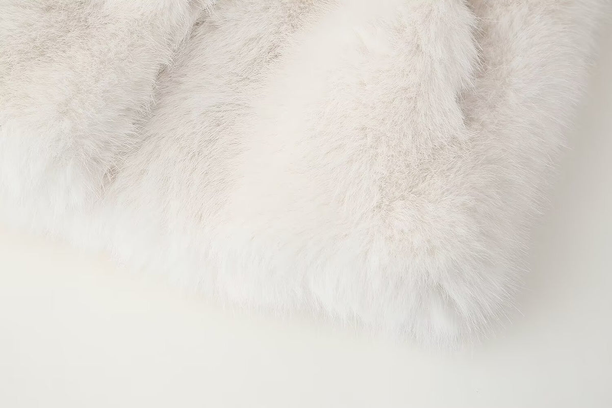 Women's French Loose Artificial Fur Effect Short Coat