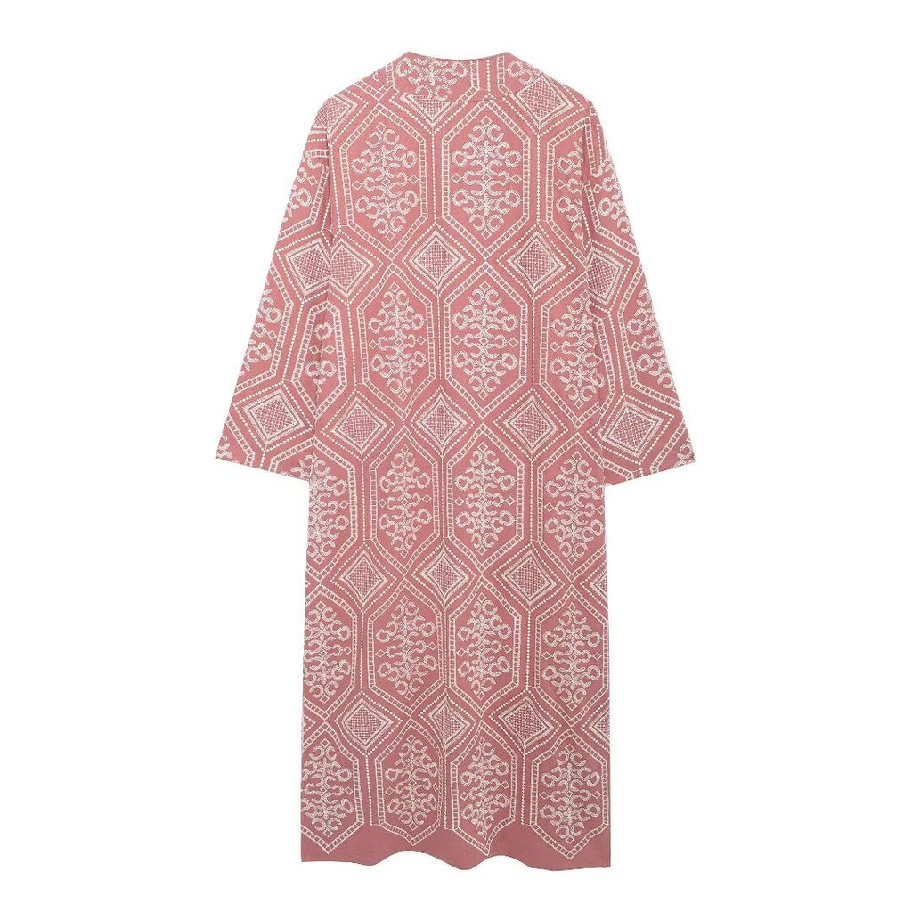 Women's French Sweet Embroidery Vacation Kimono Coat Pant Sets