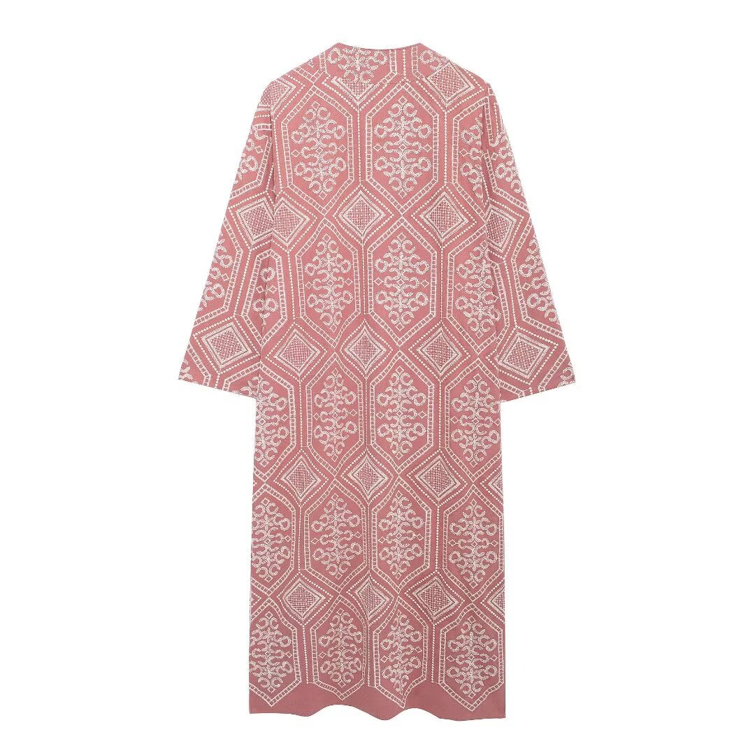 Women's French Sweet Embroidery Vacation Kimono Coat Pant Sets