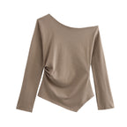 Women’s Asymmetric Off Shoulder Long Sleeve Top
