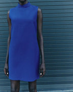 Mock-Neck Sleeveless A-Line Mini Dress