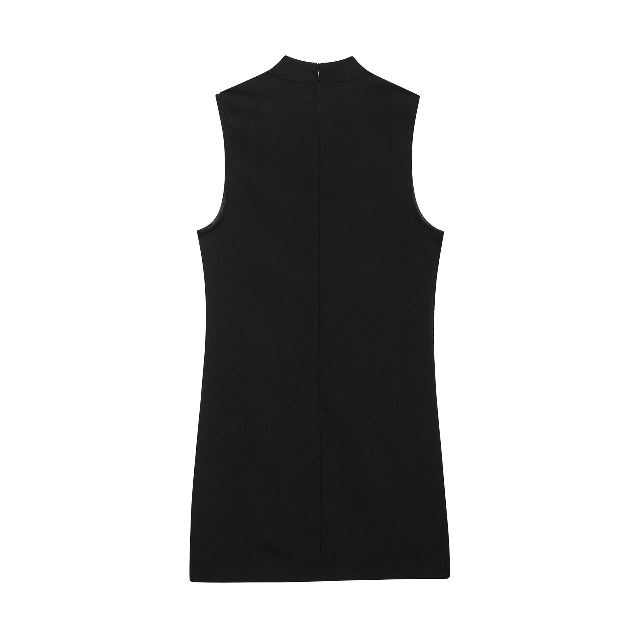 Mock-Neck Sleeveless A-Line Mini Dress