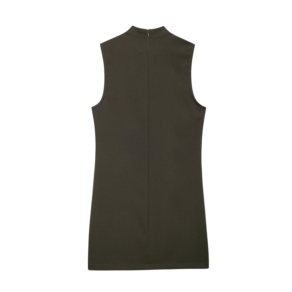 Mock-Neck Sleeveless A-Line Mini Dress