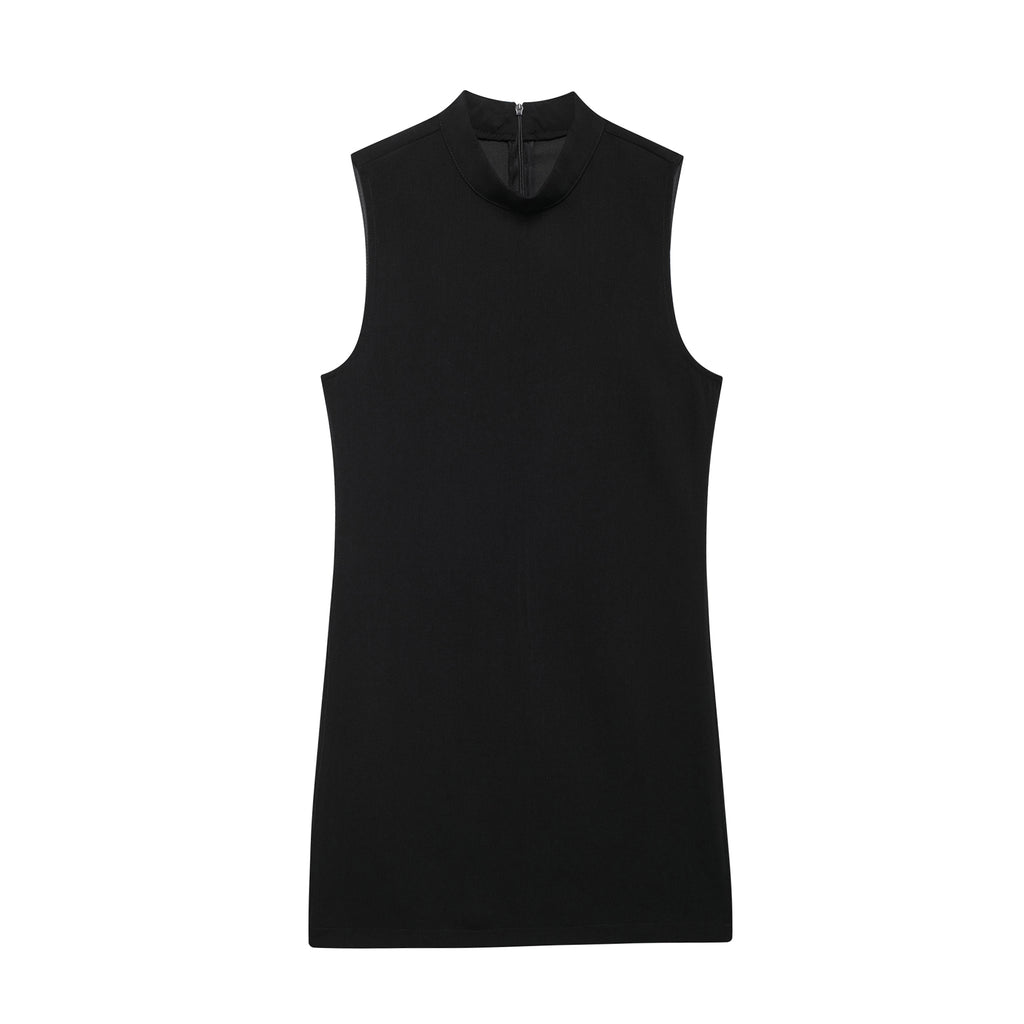 Mock-Neck Sleeveless A-Line Mini Dress