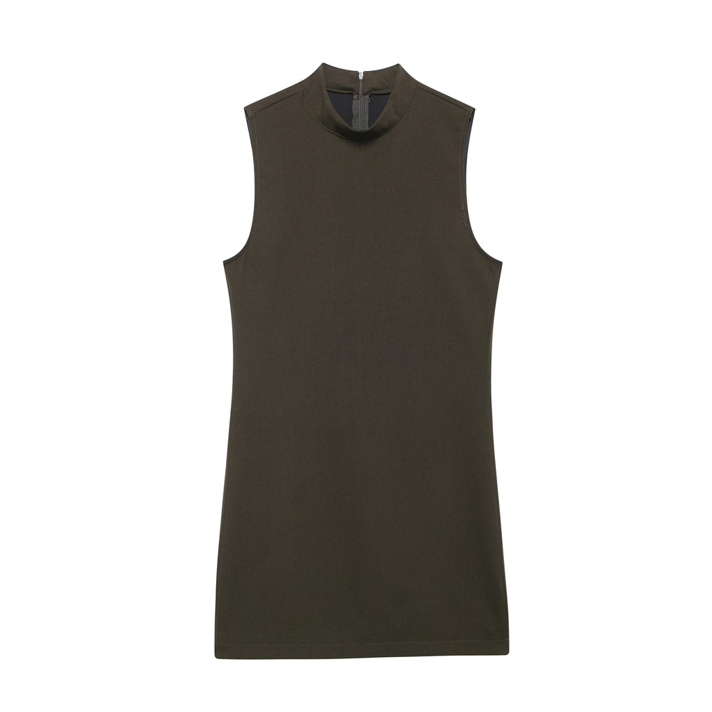 Mock-Neck Sleeveless A-Line Mini Dress
