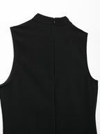 Mock-Neck Sleeveless A-Line Mini Dress