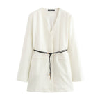 Autumn With Belt Blazer Straight Leg Pants Set