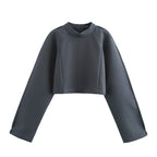 Spring Autumn Long-Sleeve Sweater Short Top Set