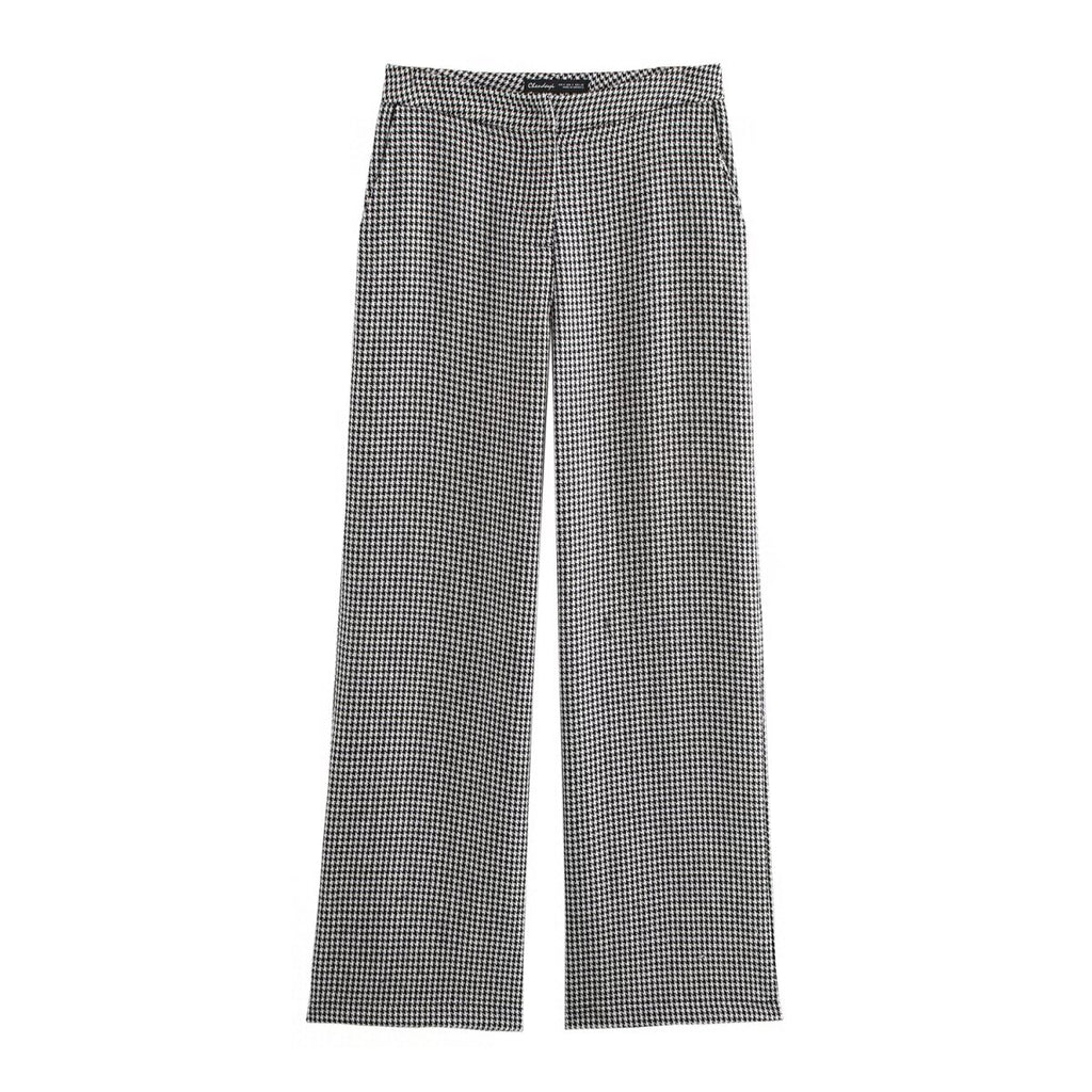 Autumn Houndstooth Short Blazer Wide Leg Pants Set