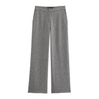 Autumn Houndstooth Short Blazer Wide Leg Pants Set