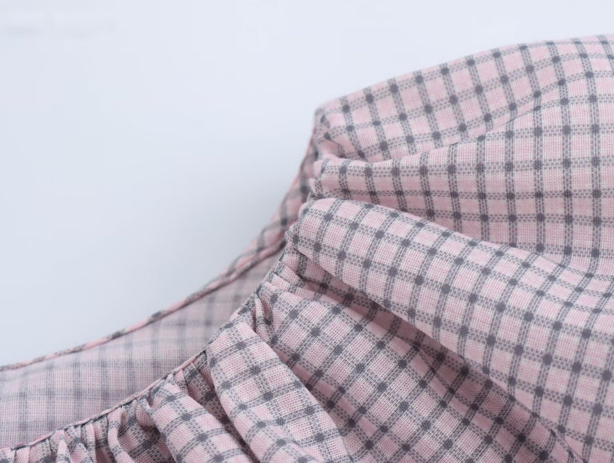 Women's Small Plaid Laminated Decoration Straight Shirt