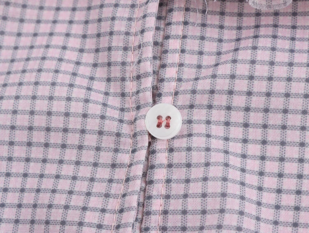 Women's Small Plaid Laminated Decoration Straight Shirt