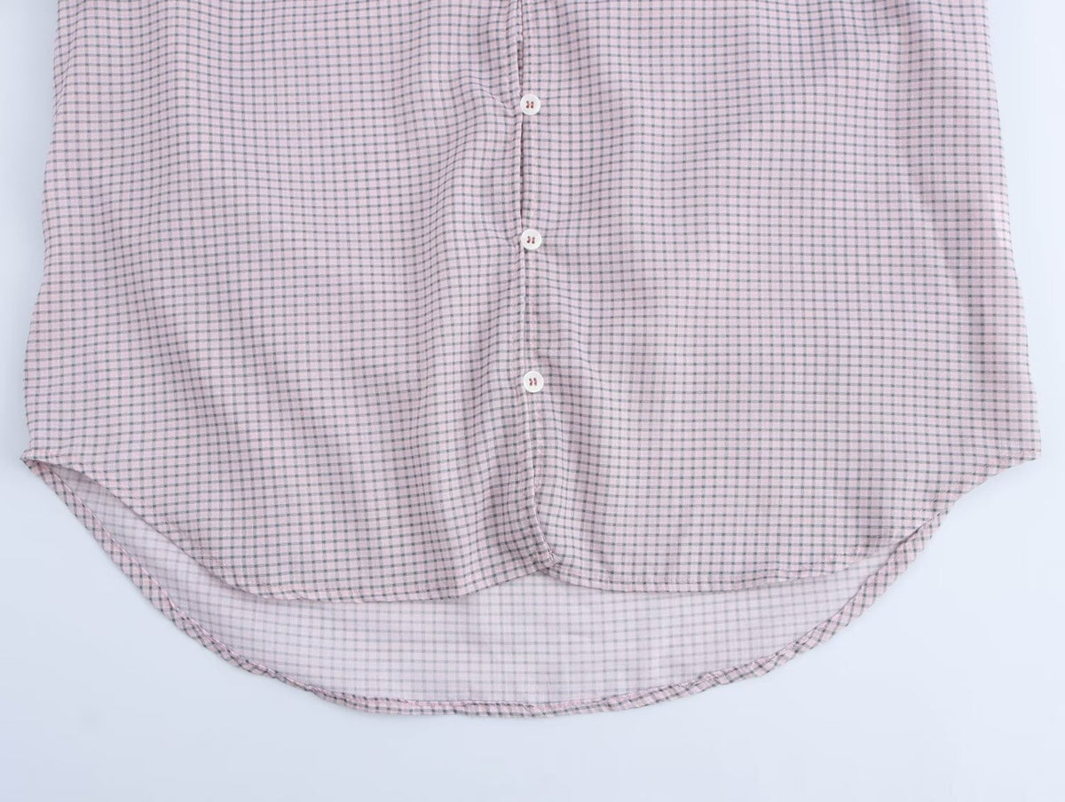 Women's Small Plaid Laminated Decoration Straight Shirt