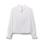 Women's Clothing Casual Lace French Cotton Round Neck Embroidered Shirt