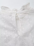 Women's Clothing Casual Lace French Cotton Round Neck Embroidered Shirt