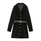 Velvet Collared Shirt Dress