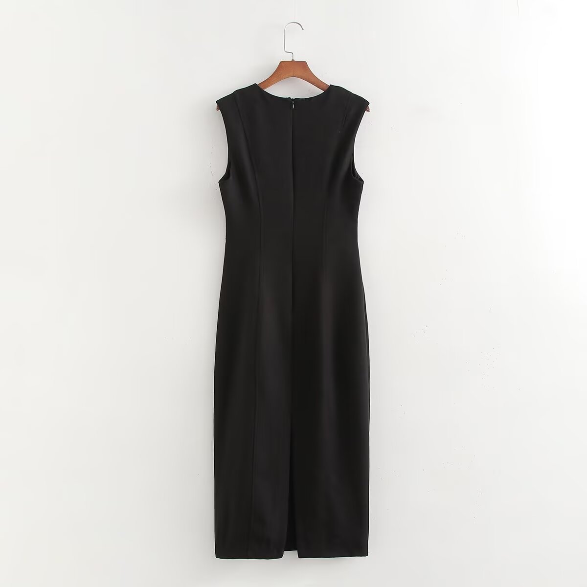 Women's Crew-Neck Ruched Split Maxi Dress