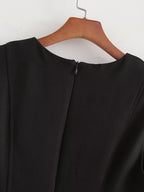 Women's Crew-Neck Ruched Split Maxi Dress