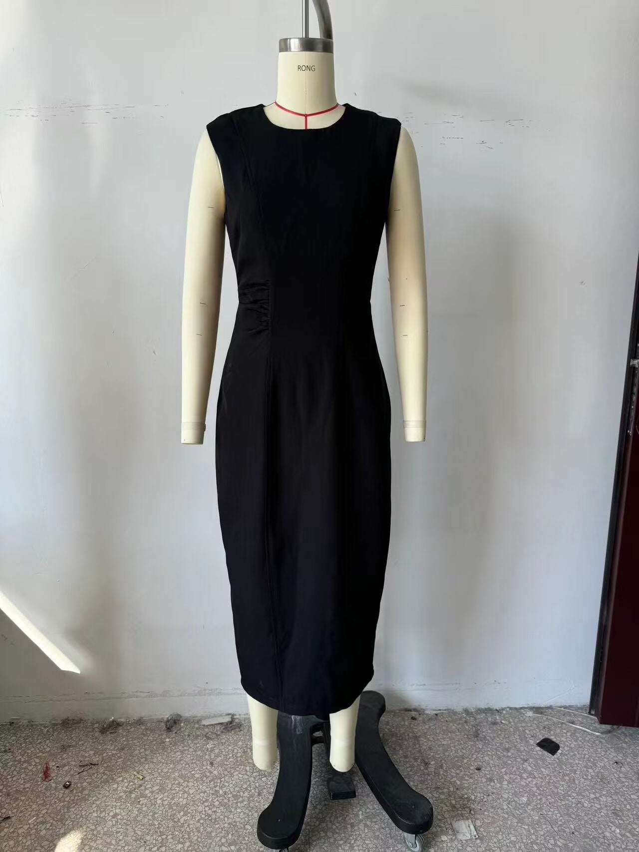 Women's Crew-Neck Ruched Split Maxi Dress