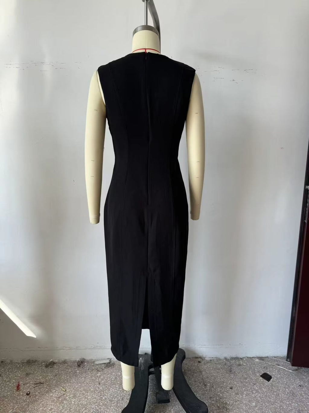 Women's Crew-Neck Ruched Split Maxi Dress