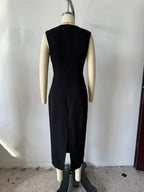Women's Crew-Neck Ruched Split Maxi Dress