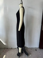 Women's Crew-Neck Ruched Split Maxi Dress