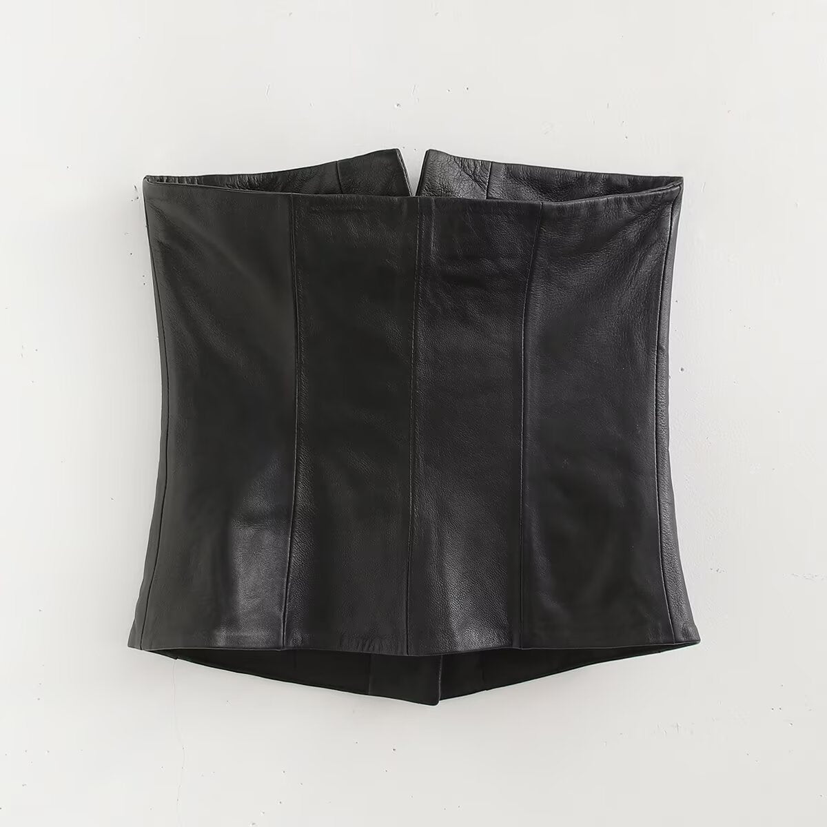 's Single Breasted Short Faux Leather Off Neck Tight Backless