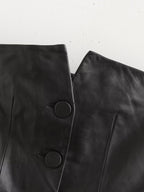 's Single Breasted Short Faux Leather Off Neck Tight Backless
