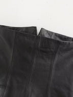 's Single Breasted Short Faux Leather Off Neck Tight Backless