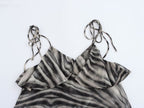 Women's Fall Women Clothing Wild Animal Print Pullover V Neck Tied Spaghetti Strap Top