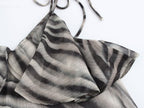 Women's Fall Women Clothing Wild Animal Print Pullover V Neck Tied Spaghetti Strap Top