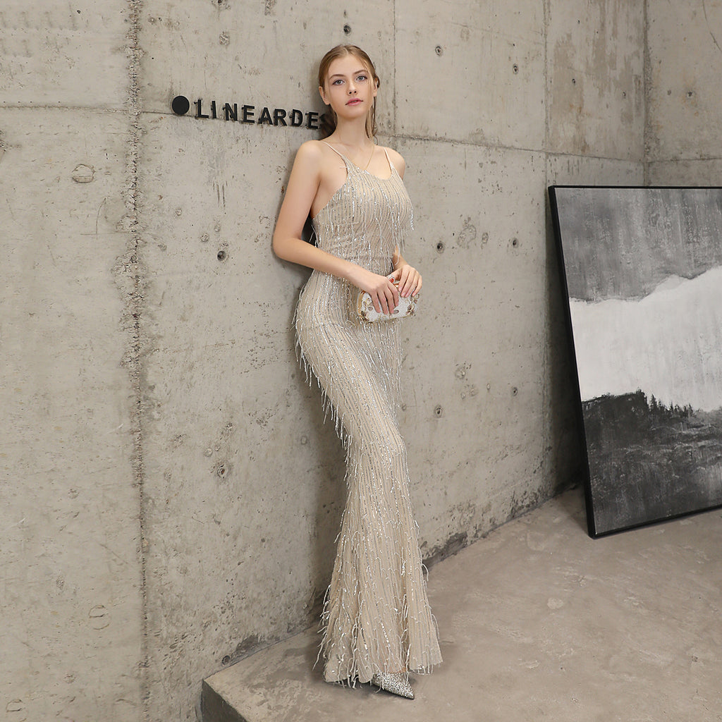 Women's Sequin Fishtail Cocktail Elegant Graceful Event Party Dress