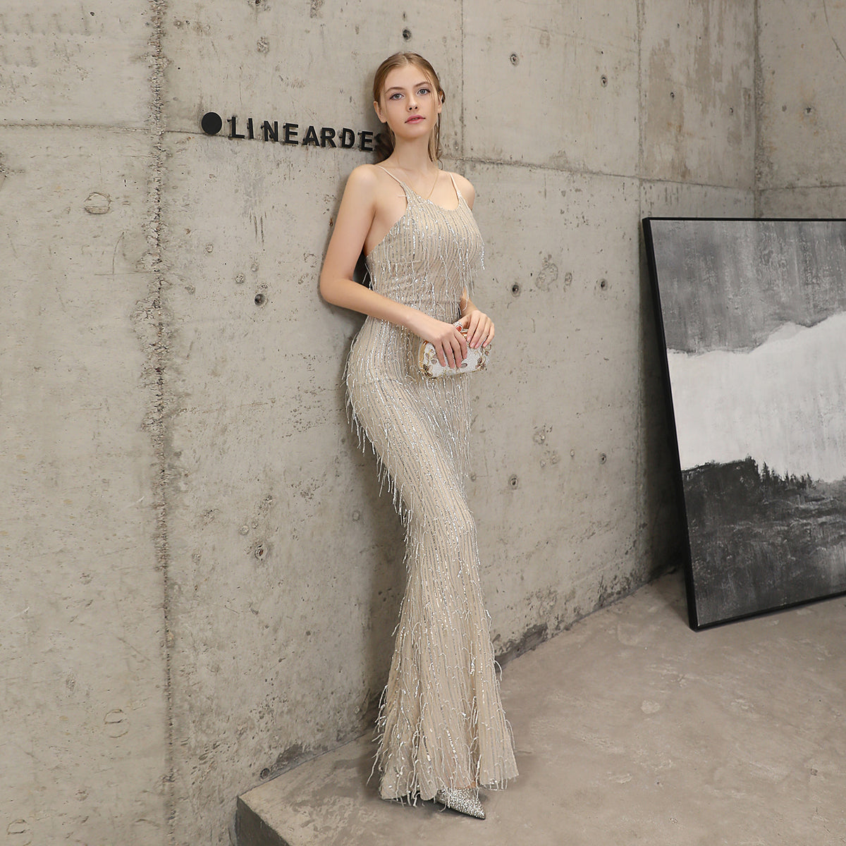 Women's Sequin Fishtail Cocktail Elegant Graceful Event Party Dress