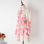 Printed Belt Short Long-Sleeve Dress