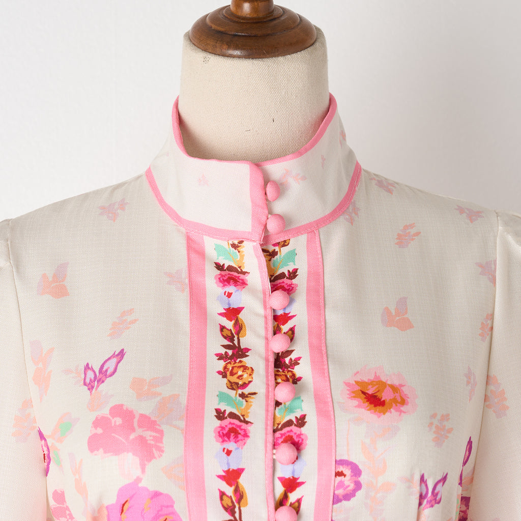 Printed Belt Short Long-Sleeve Dress