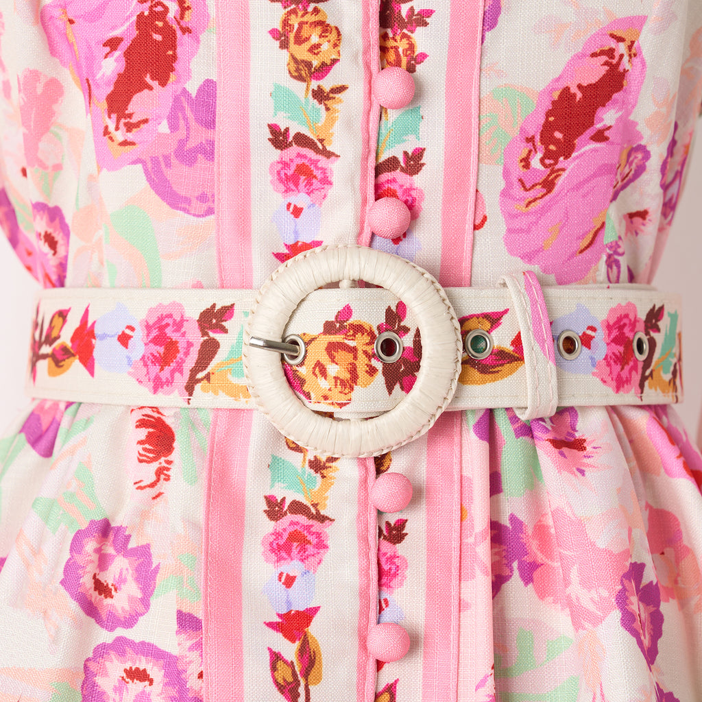 Printed Belt Short Long-Sleeve Dress