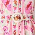 Printed Belt Short Long-Sleeve Dress